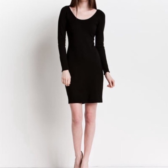 13. Theory Kieste Long Sleeve Black Dress - Picture 1 of 13